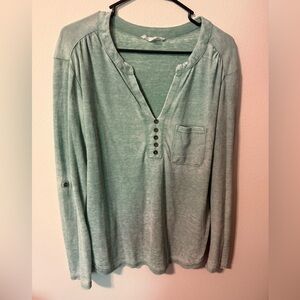 Mint Green Button-Front Blouse